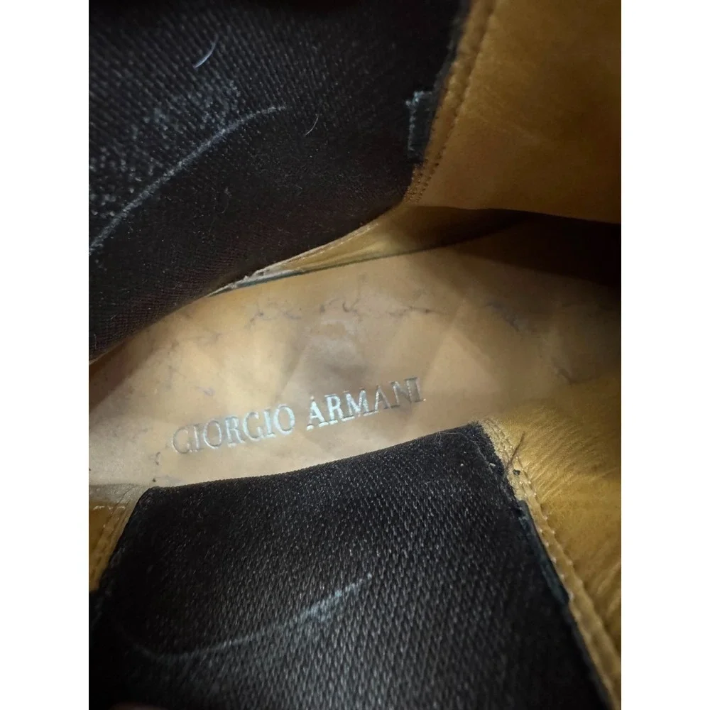 Giorgio Armani Leather Round Toe Pull On Chelsea Boots Black Mens Size 45 EU